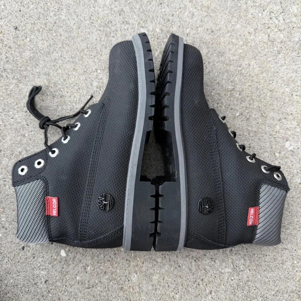 Timberland Helcor 6 Inch Premium Boots Boys Sz 2.5 Black Scuff Resistant A1A7Z